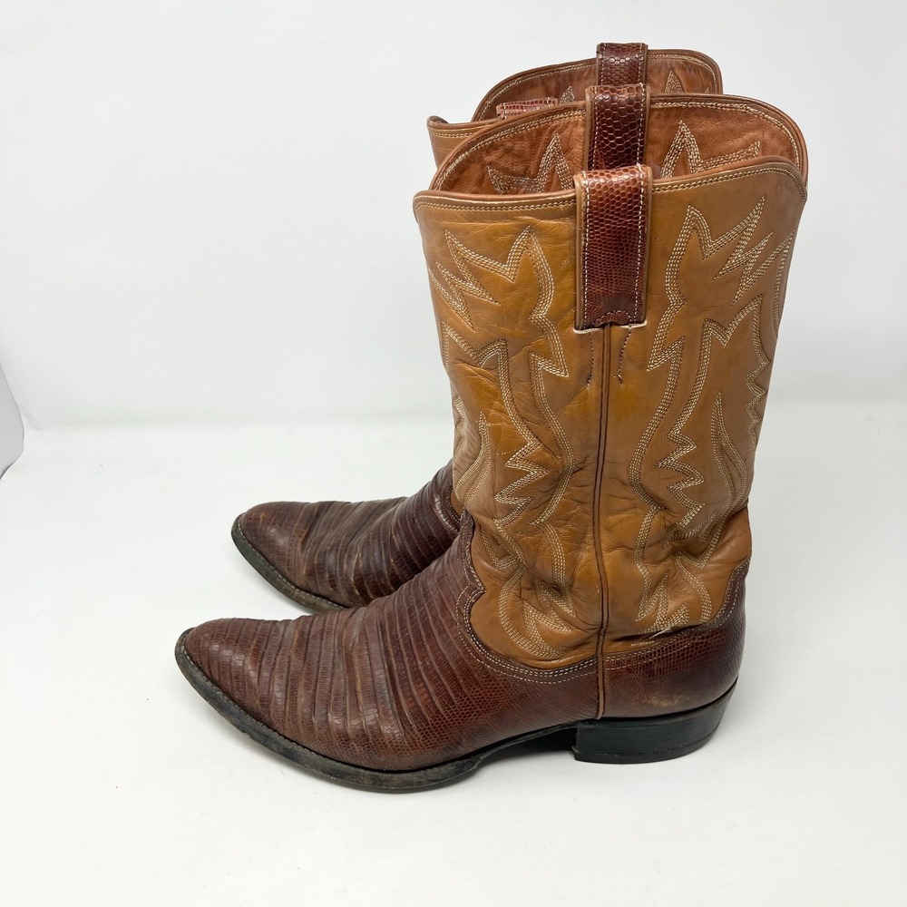Justin Boots Mens 11D Teju Lizard Skin Exotic Leather Cowboy Western 9031